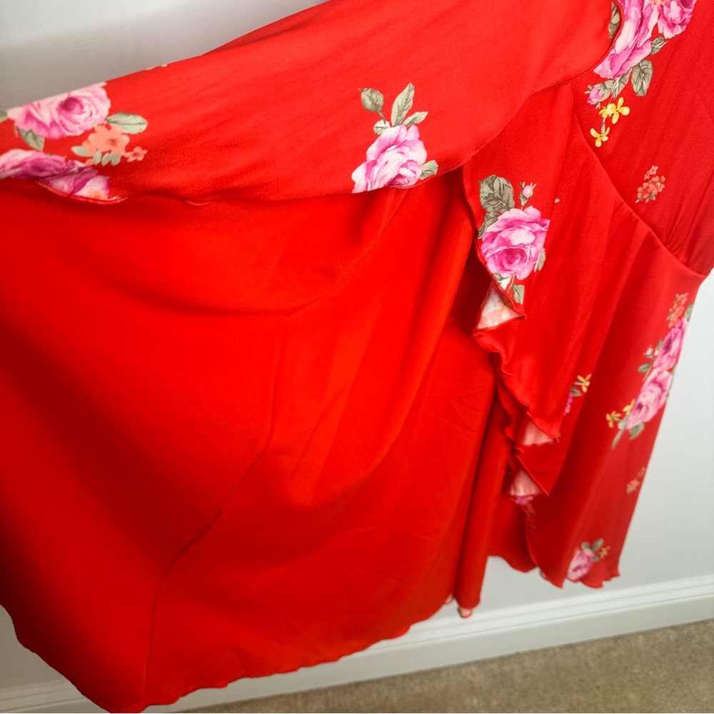 NWT Altar’d State Red Floral Faux Wrap Midi Dress - Picture 8 of 10